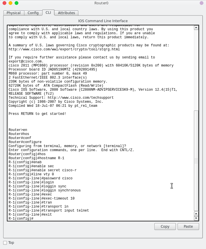 router configuration in cisco packet tracer